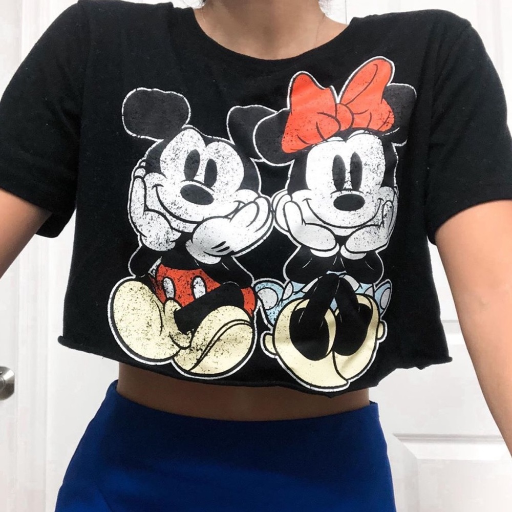 mickey and minnie cropped tee